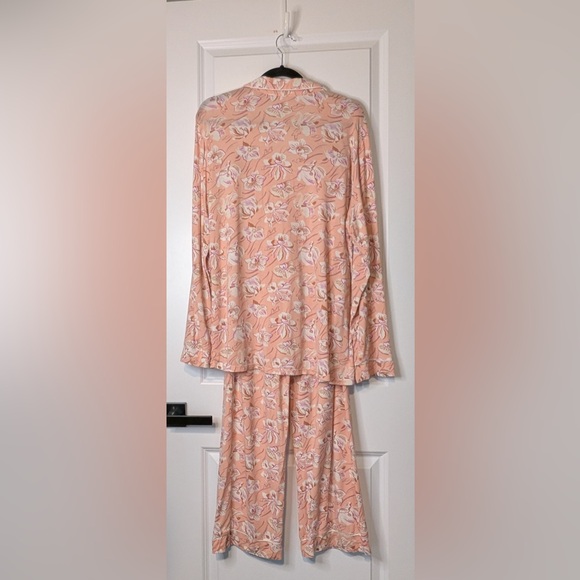 Eberjey Gisele Long Sleeve 2-Piece Pajama Set Fiore Rose Cloud/Ivory Floral Sz L - Picture 2 of 14